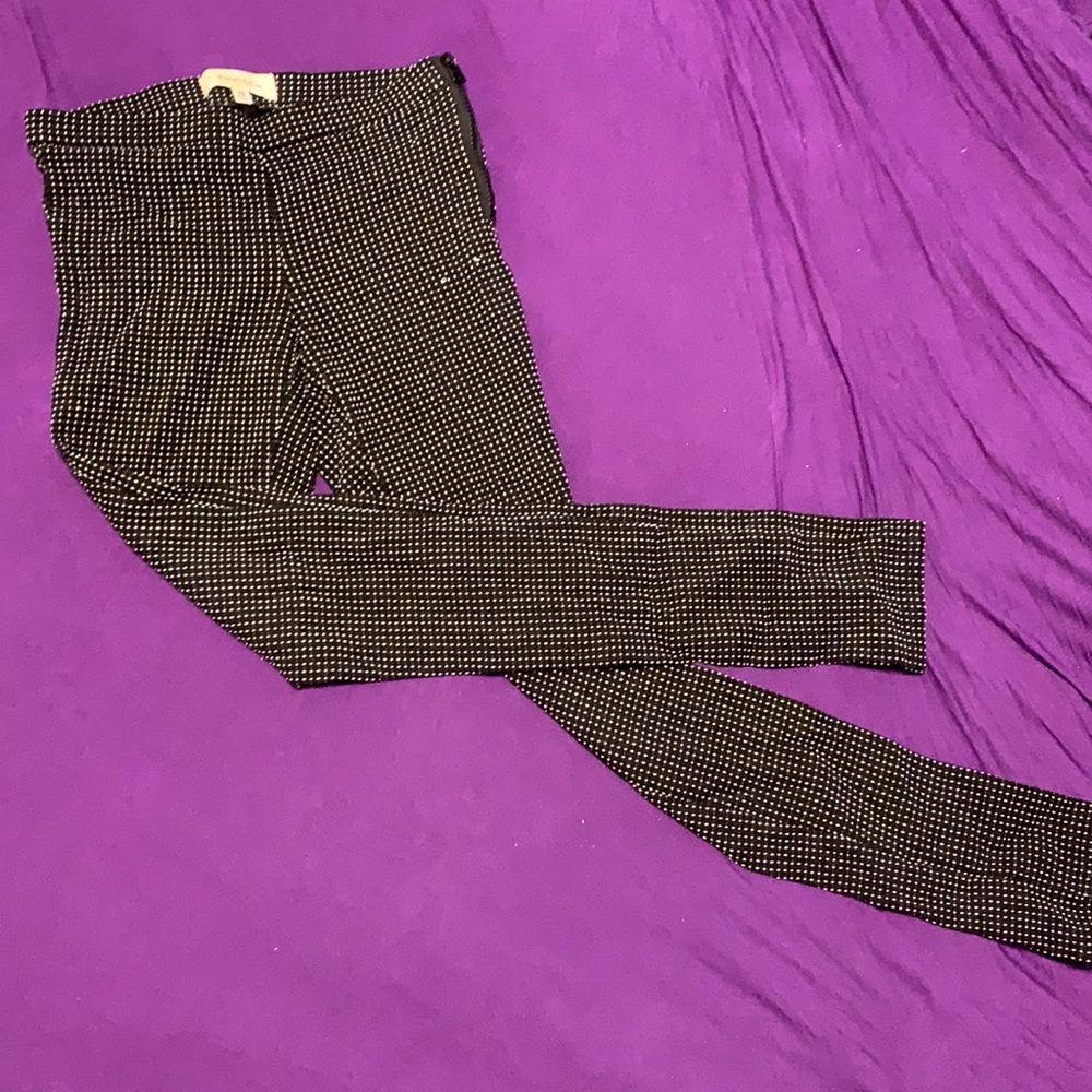 White stitch zip up pants